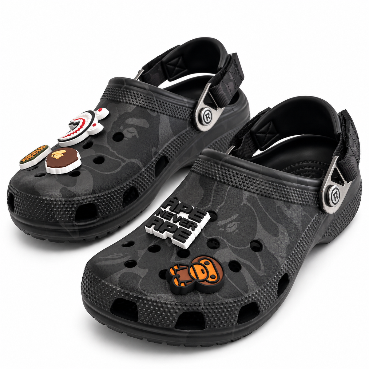Bape camo black foam clog, pair