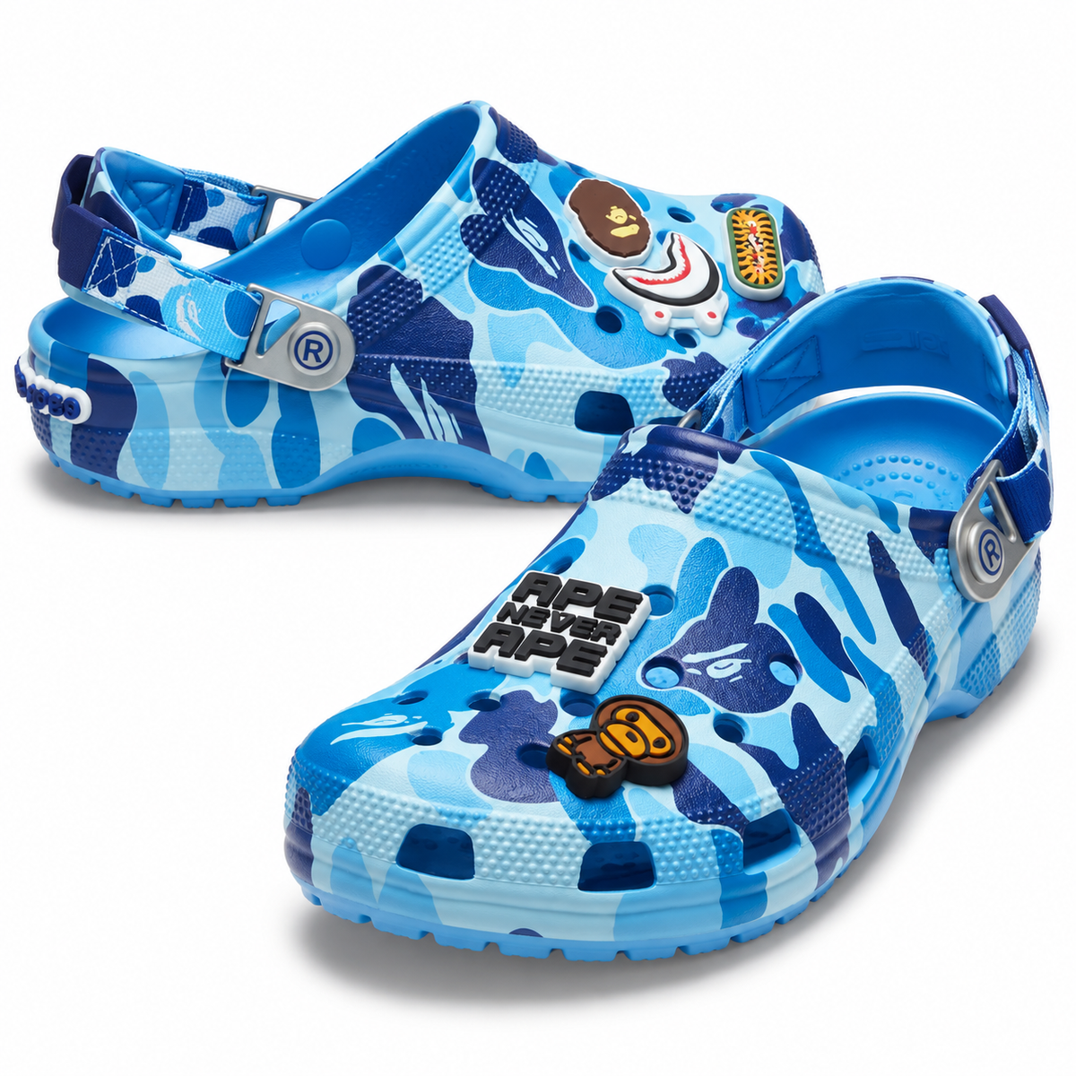Bape camo blue foam clog, pair