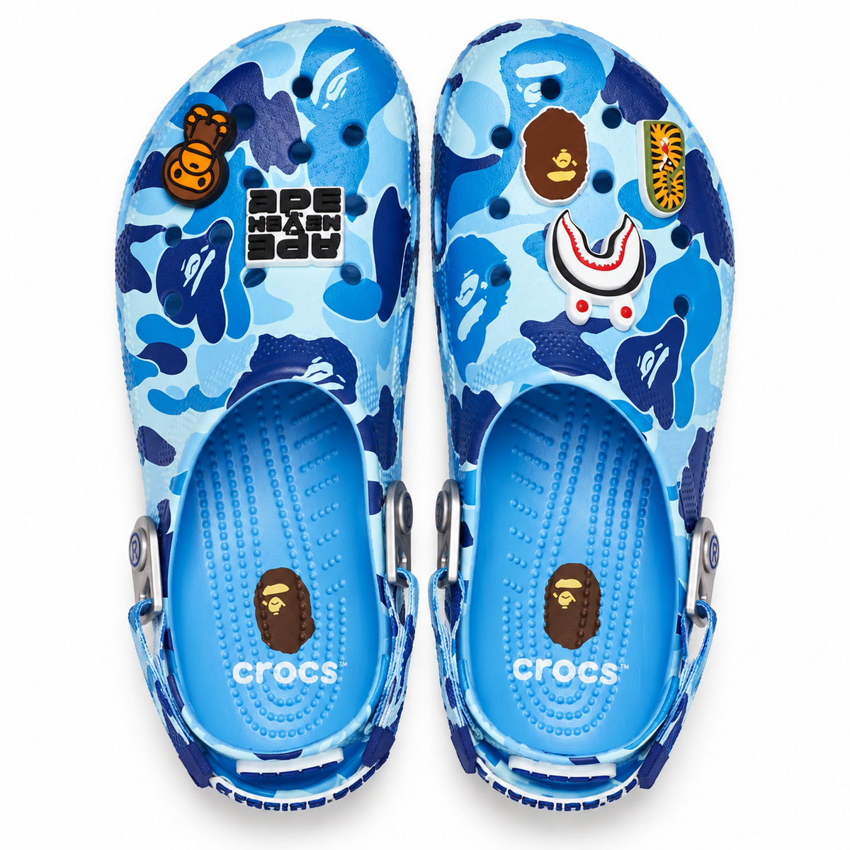 Bape camo blue foam clog, top view