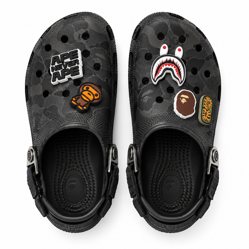 Bape camo black foam clog, top view